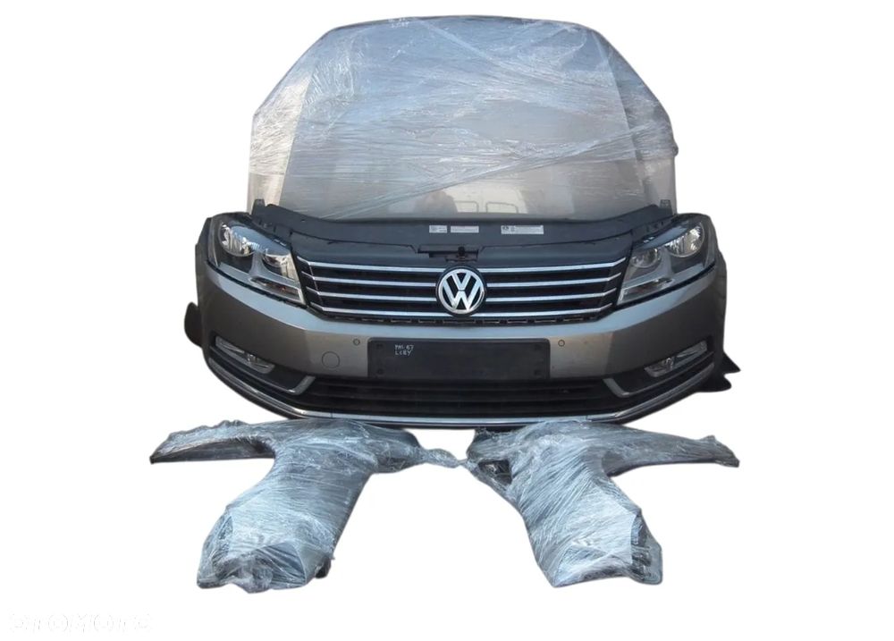 VW PASSAT B7 ZDERZAK PRZÓD, MASKA, BŁOTNIK PP, BŁOTNIK LP - KOMPLETNY PRZÓD W KOLOR: LB8R - 1