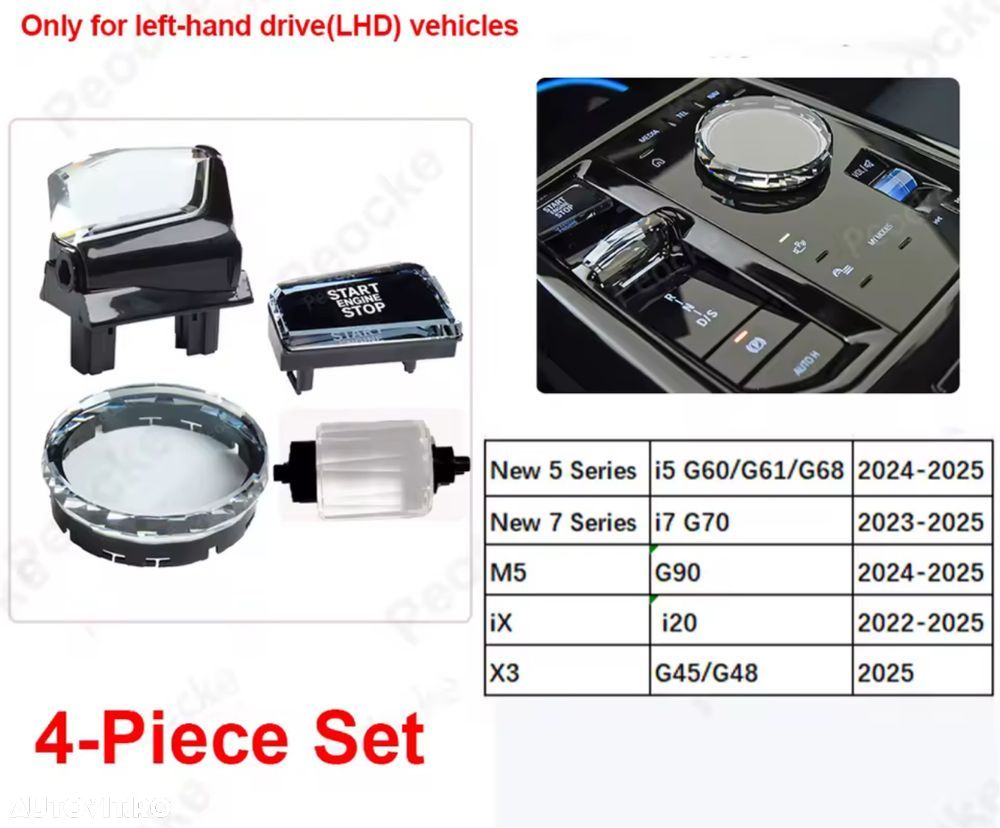 Set Crystal Cristal Joystick Bmw Seria 5 7 IX i5 i7 G60 G61 G70 - 5