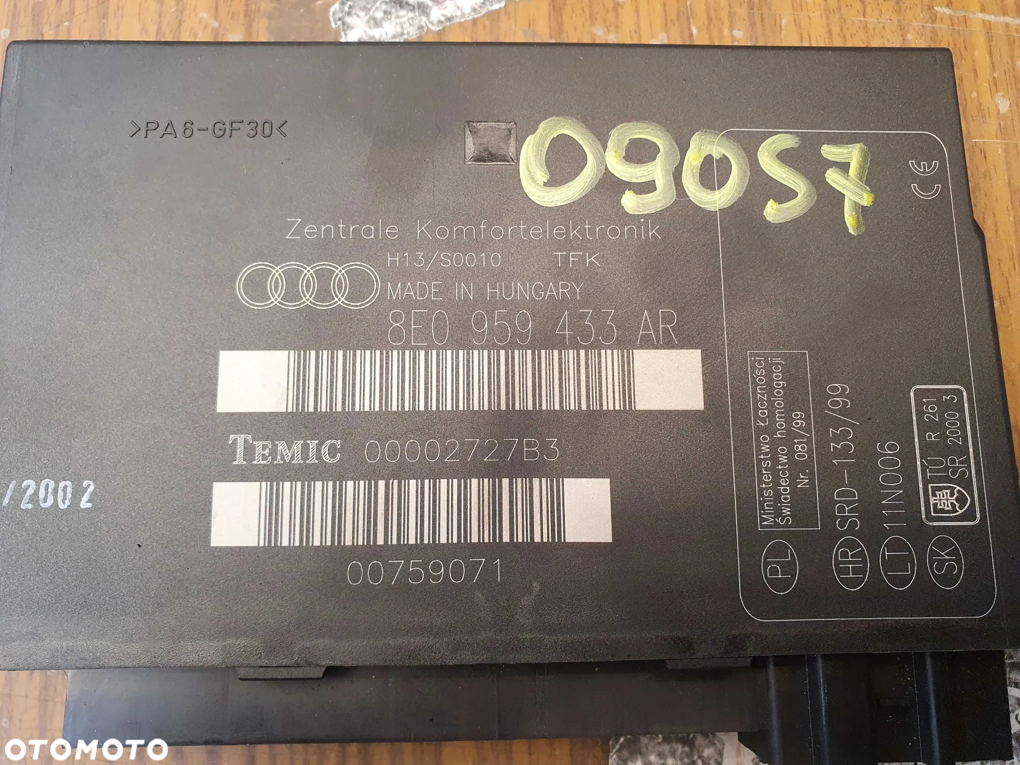 Moduł 8E0959433AR Komfortu Sterownik Komputer 433 AR Audi A4 S4 B6 B7 - 2