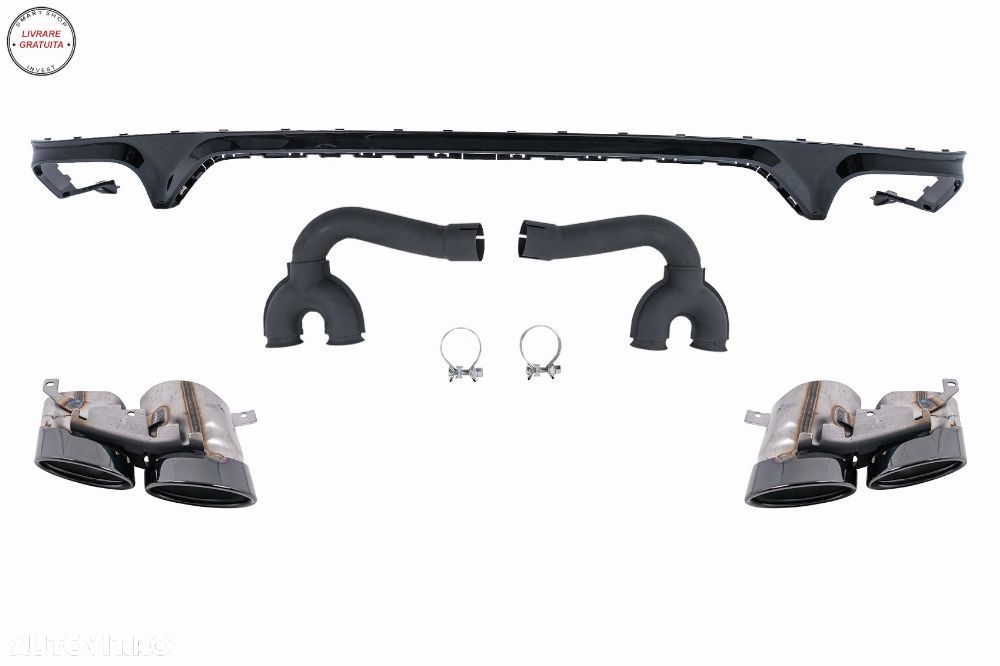 Difuzor Bara Spate Evacuare Dubla Audi Q8 S-Line (2018-2023) Evacuari Negre- livrare gratuita - 1