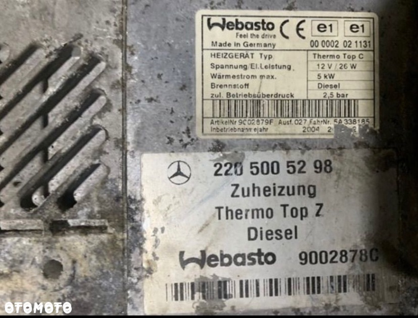 2205005298 ogrzewanie postojowe Webasto thermo top c - 2