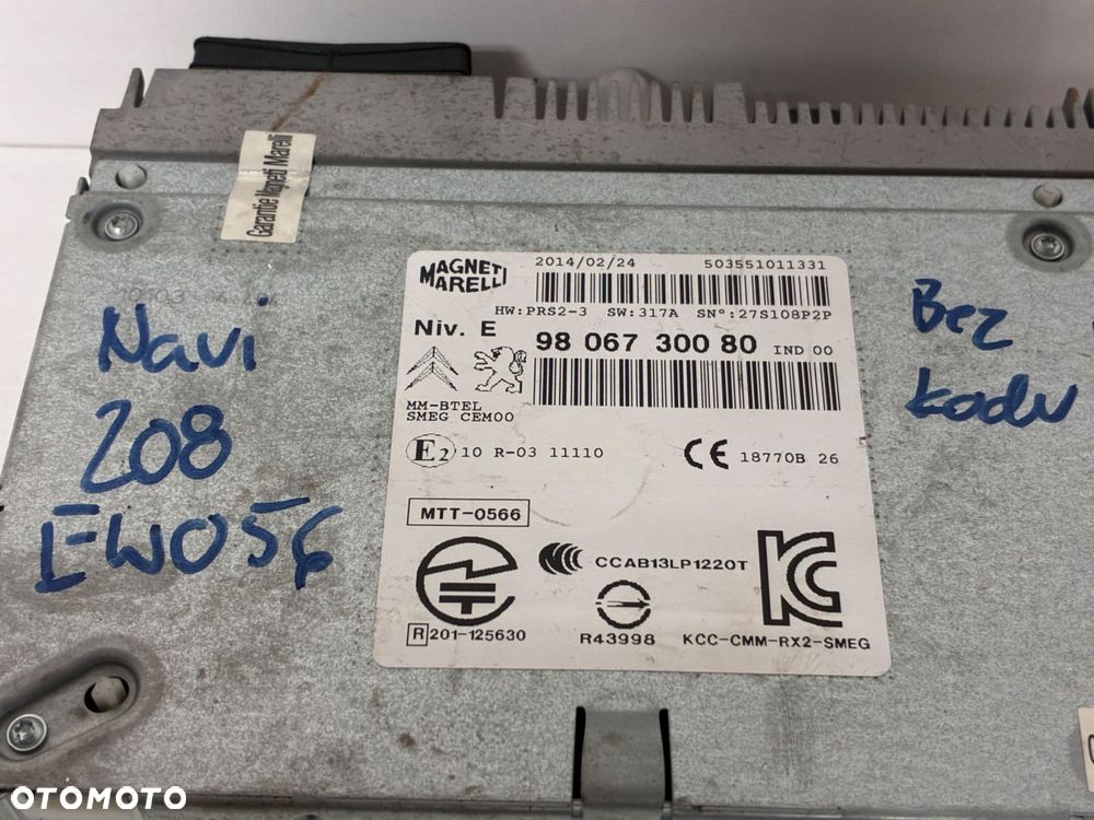 PEUGEOT 208 NAVI NAWIGACJA 9806730080 - 2