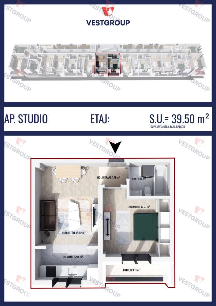 Apartament 1 camera Weiner 5 Militari Direct Dezvoltator Vest Group — fotografia 3