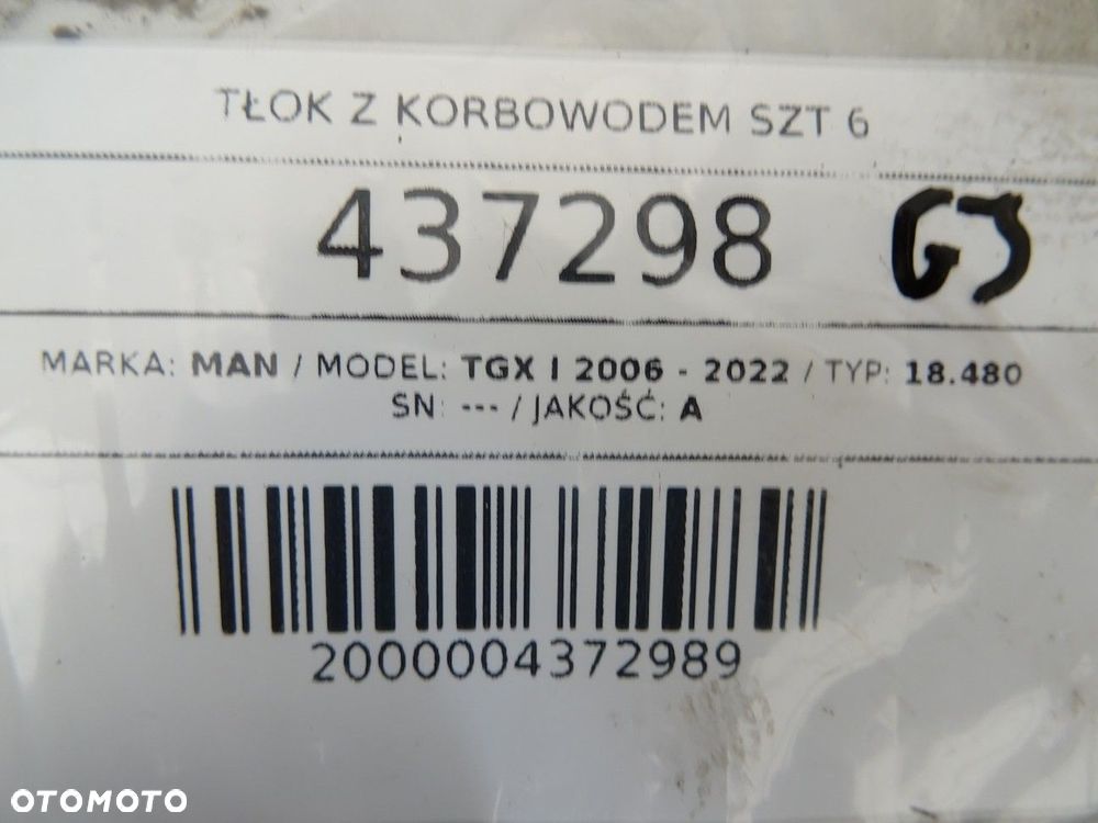 TŁOK Z KORBOWODEM SZT 6  MAN TGX I 2006 - 2022 18.480 353 kW [480 KM] 4x2 2007 D2676 - 6