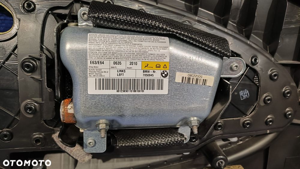 BOCZEK TAPICERKA DRZWI LEWY PRZÓD CZARNY PODUSZKA AIRBAG BMW E63 E64 - 11