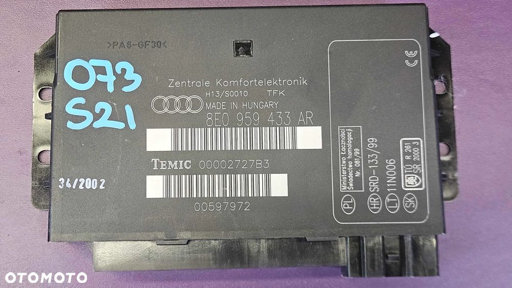 Moduł 8E0959433AR Komfortu Sterownik Komputer 433 AR Audi A4 S4 B6 B7 - 2