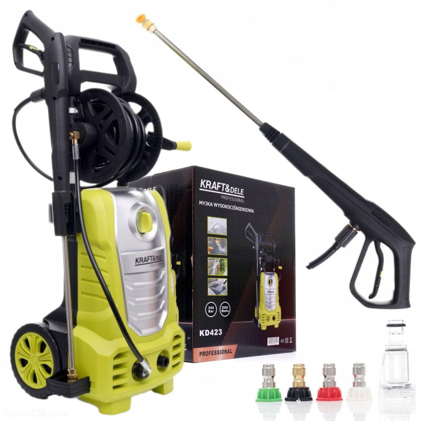 MYJKA WYSOKOCIŚNIENIOWA ELEKTRYCZNA ZESTAW 250bar 2500W KraftDele KD423 - 1
