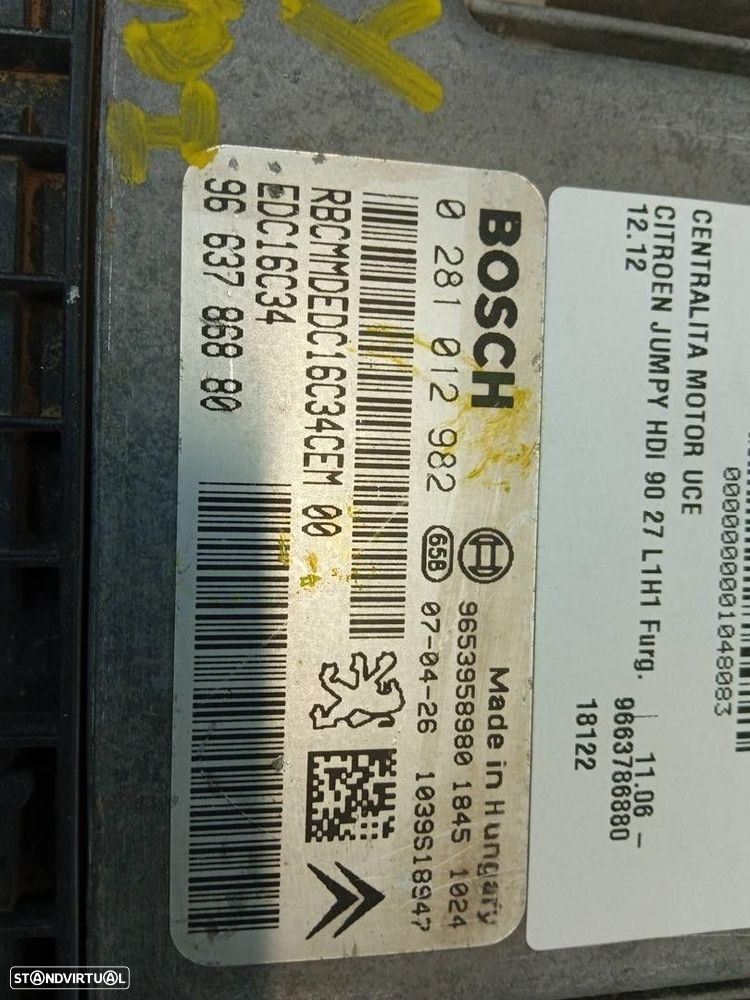 CENTRALINA MOTOR UCE CITROEN JUMPY FURGÃO 2007 -9663786880 - 4