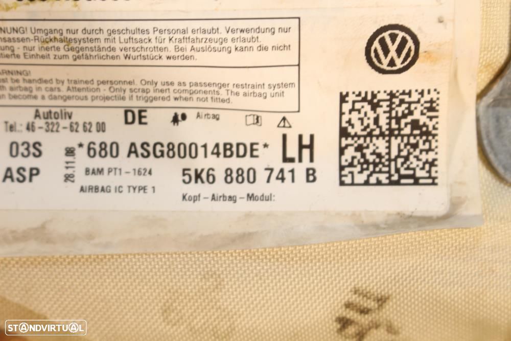 Airbag De Cortina Esquerdo Volkswagen Golf Vi (5K1)  5K6880741b / Cond - 4