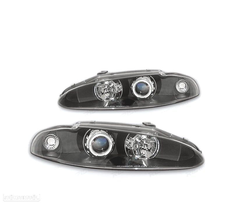 FAROIS FRONTAIS MITSUBISHI ECLIPSE 97-99 OLHOS DE ANGEL FUNDO PRETO - 1
