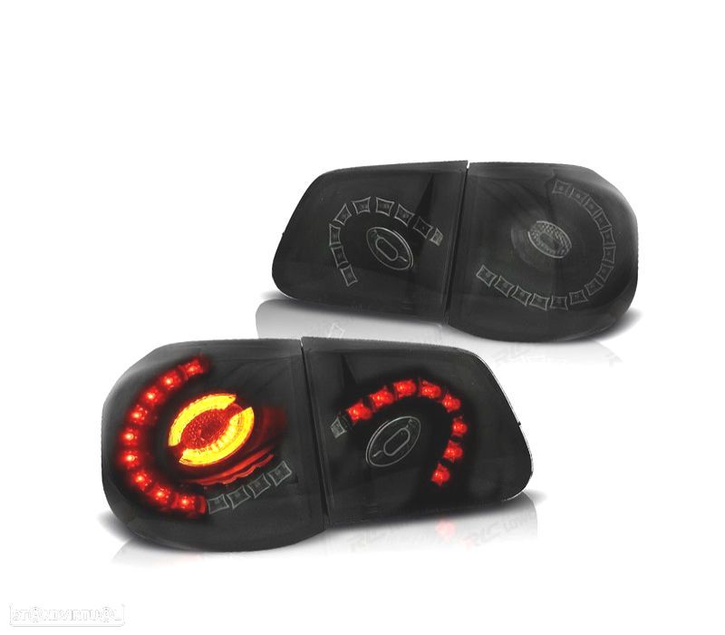 FAROLINS TRASEIROS PARA VOLKSWAGEN VW TIGUAN 07-11 LIGHT BAR FONDO PRETO FUMADO - 1