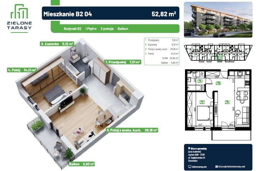 54,04 -2 pok- duży balkon! RABAT na miejsce postojowe 5 000 zł taniej