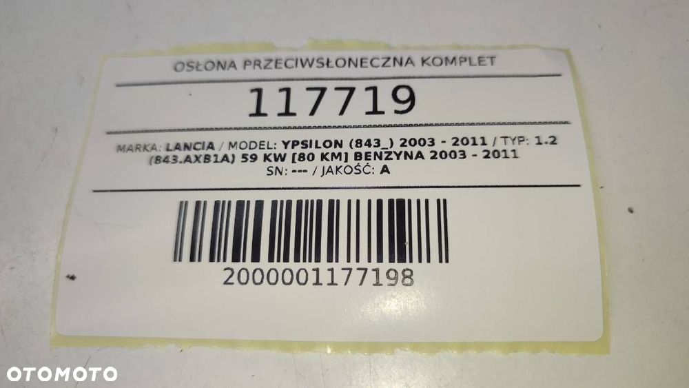 OSŁONA PRZECIWSŁONECZNA DASZEK LEWY PRAWY LANCIA YPSILON II EU KOMPLET - 4