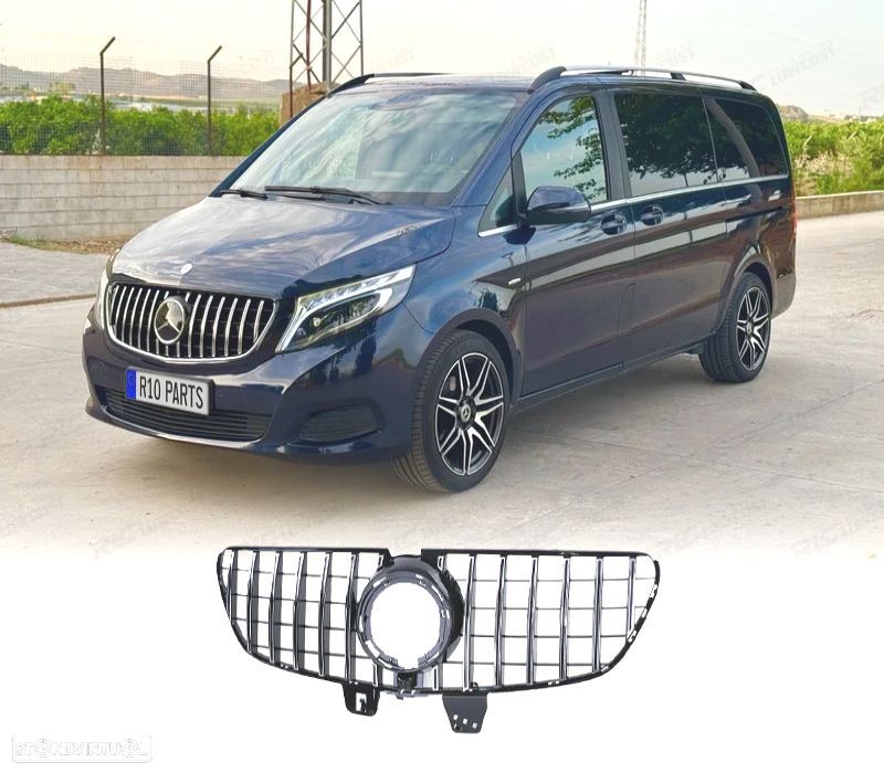 GRELHA FRONTAL MERCEDES CLASE V W447 19- PRETO CROMADO LOOK AMG - 1