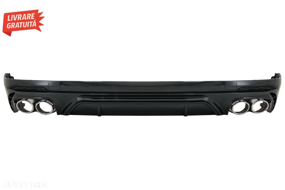 Difuzor Bara Spate Evacuare Dubla Audi Q5 SUV FY S-Line (2018-2020) Evacuari Crom- livrare gratuita - 1