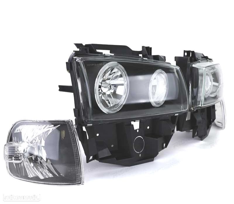 FARÓIS ANGEL EYES VOLKSWAGEN VW T4 CARAVELLE 97-03 FUNDO PRETO - 3