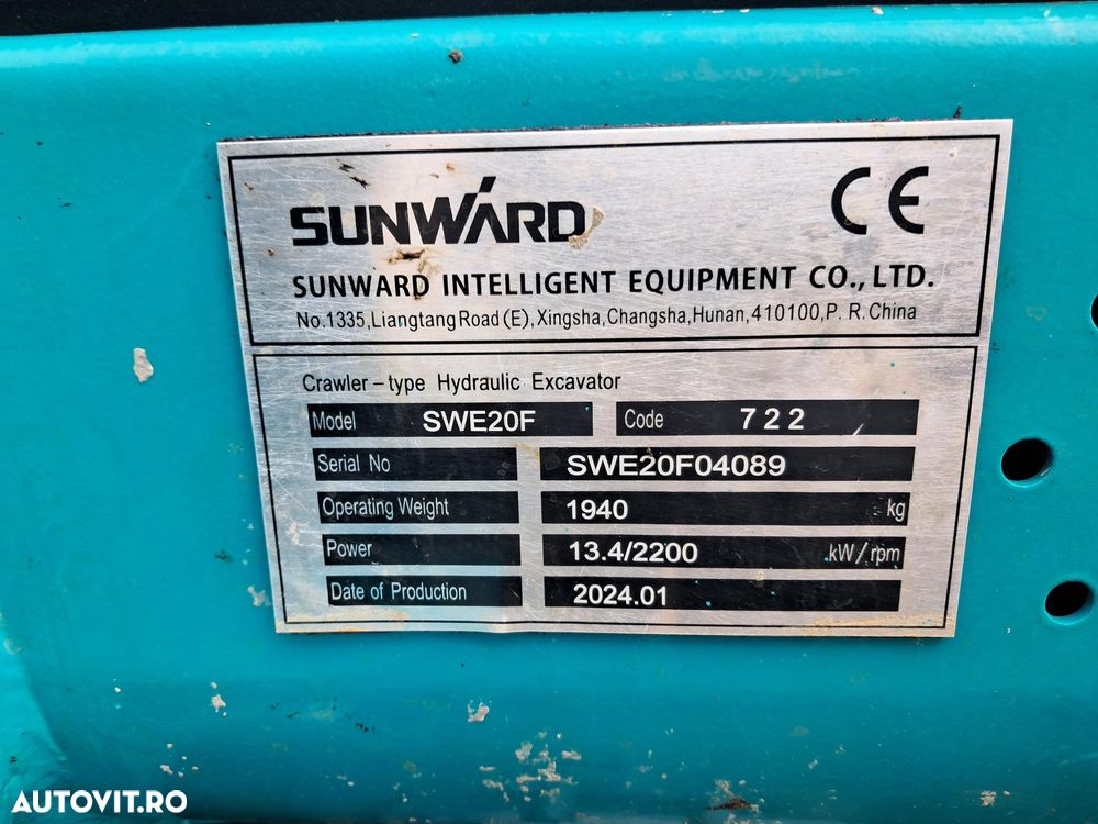 SUNWARD WE 20F MINIEXCAVATOR PE SENILE 4 CUPE LAMA TIP BULDOZER - 14