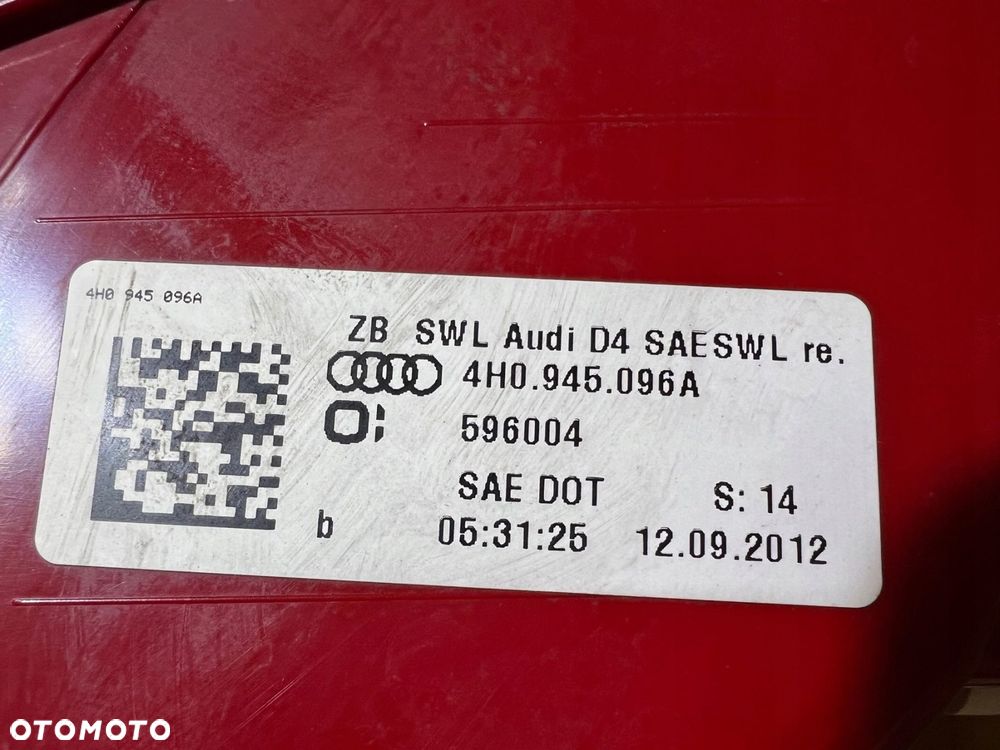 audi a8 d4 lampa prawa tylna prawy tył w błotnik usa 4h0945096a - 8