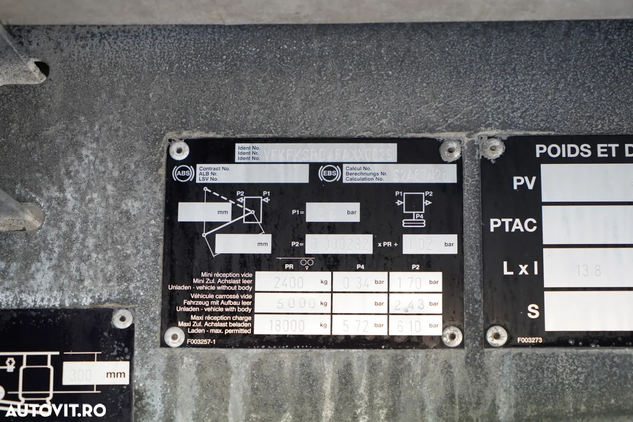 Fruehauf CONTAINER / KOFFER / AXE SAF / 2 AXE / OBLOANE RULANTE / PODEA RESISTENTĂ: ȘINĂ DIN SCADENĂ - 18