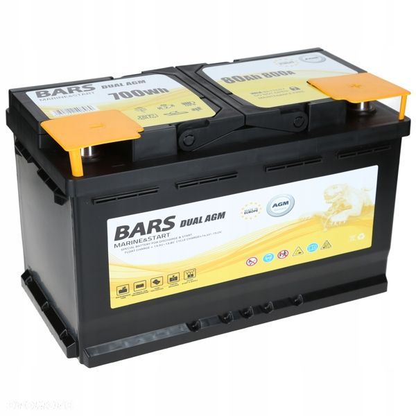 Akumulator Bars Dual Purpose AGM Deep Cycle 80Ah 800A 700Wh L4 P - 21 kg - 1