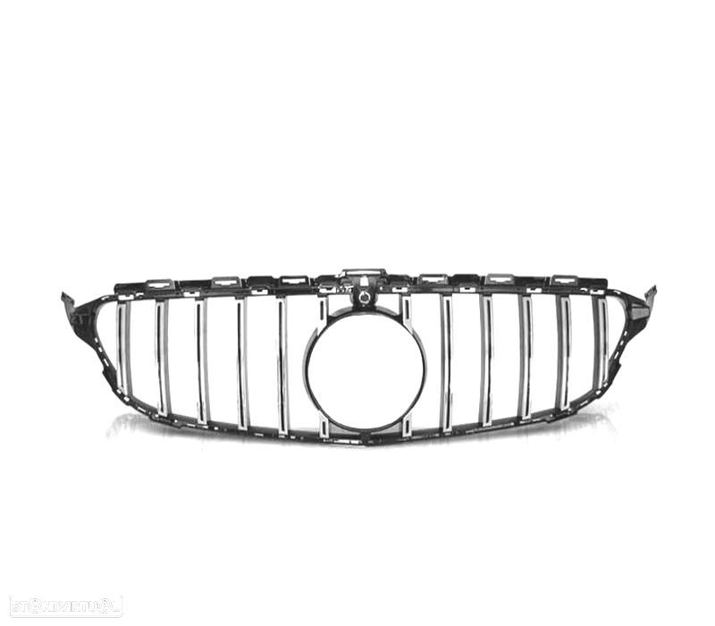 GRELHA FRONTAL MERCEDES W205 14-18 LOOK AMG GT CHROME BLACK - 3