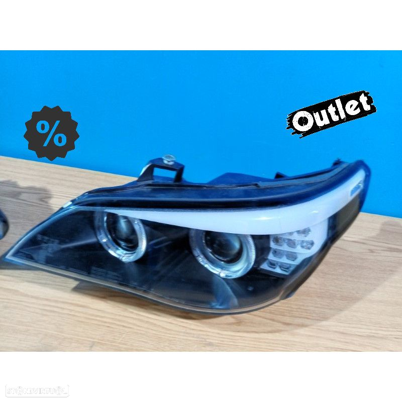 R026021C4 FARÓIS ANGEL EYES BMW E60 E61 07-10 LED PRETO TRANSPARENTE - 6