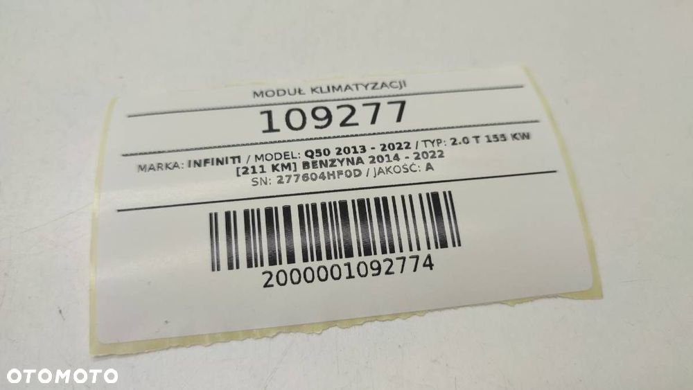 MODUŁ STEROWNIK KLIMATYZACJI 27760 4HF0D INFINITI Q50 EUROPA - 4