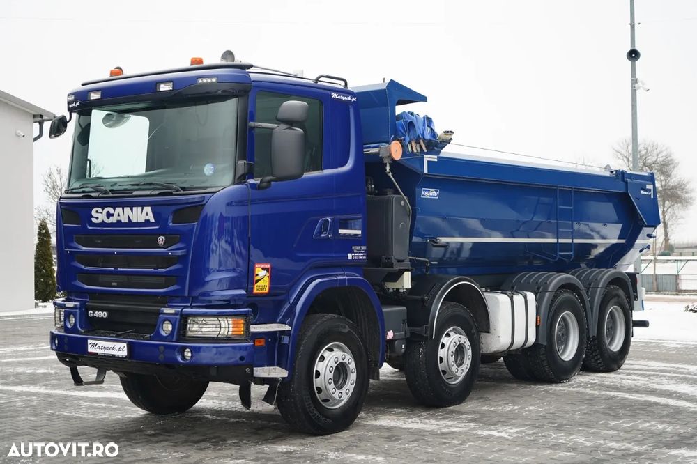 MAN G 490 / 8x4 / BASCULATOR SPATE / CLAPETĂ HIDRAULICĂ / CORTINĂ AUTOMATĂ / MANUALĂ / EURO 6 - 8