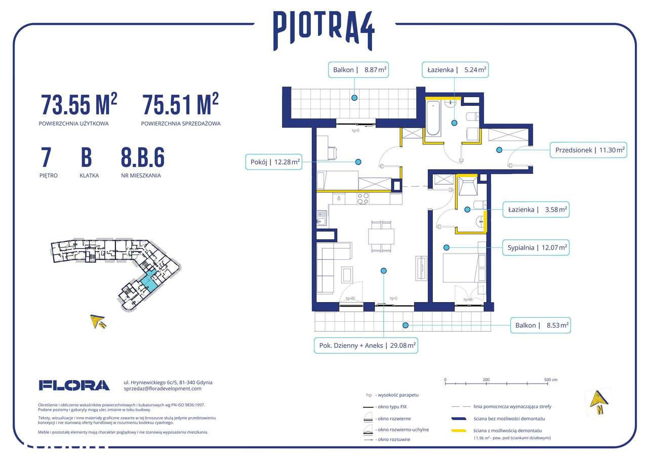3-pokojowe mieszkanie 73m2 + 2 balkony - Pełny obrazek: 2/11