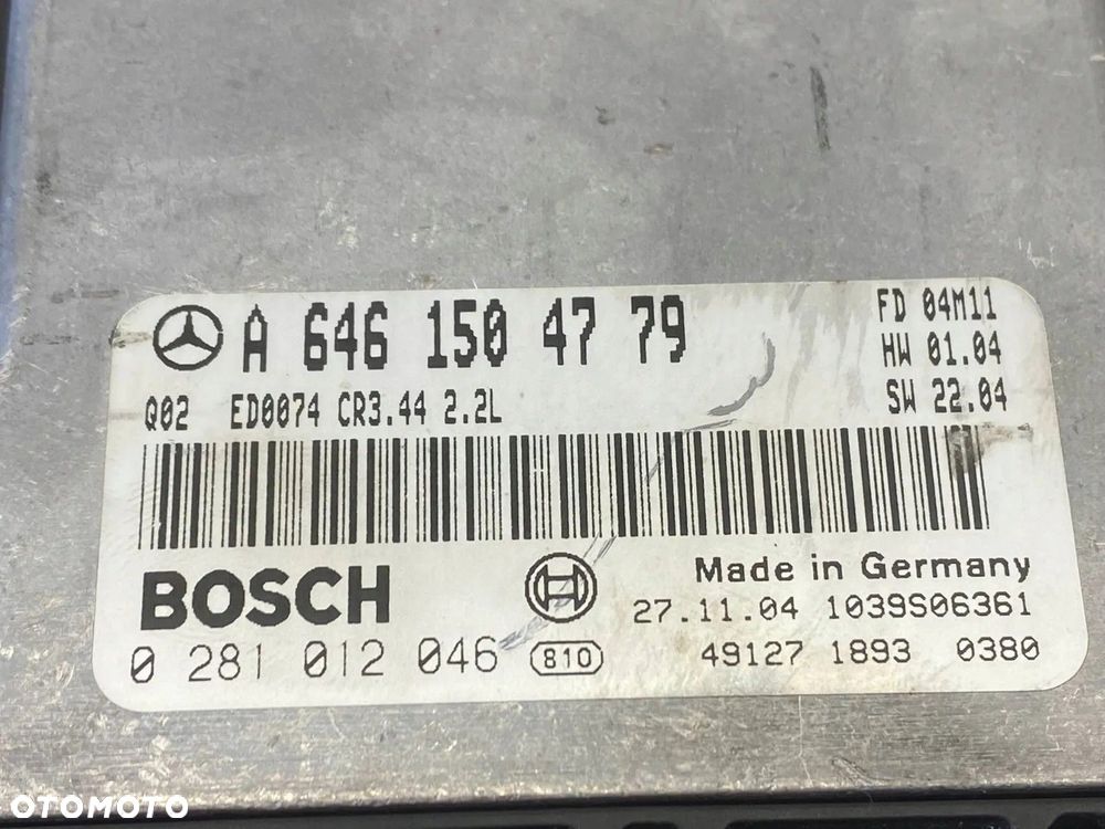 MODUŁ STEROWNIK SILNIKA MERCEDES SPRINTER W906 A6461504779 0281012046 - 12