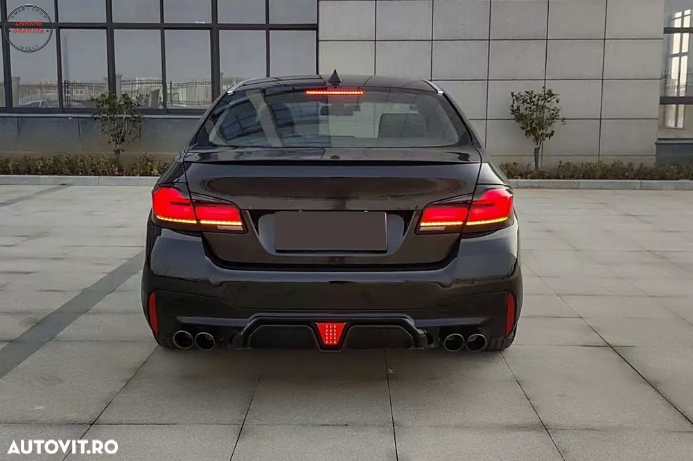 Stopuri LED BMW Seria 5 F10 (2011-2017) Rosu Negru cu Semnal Dinamic LCI G30 Desig- livrare gratuita - 7