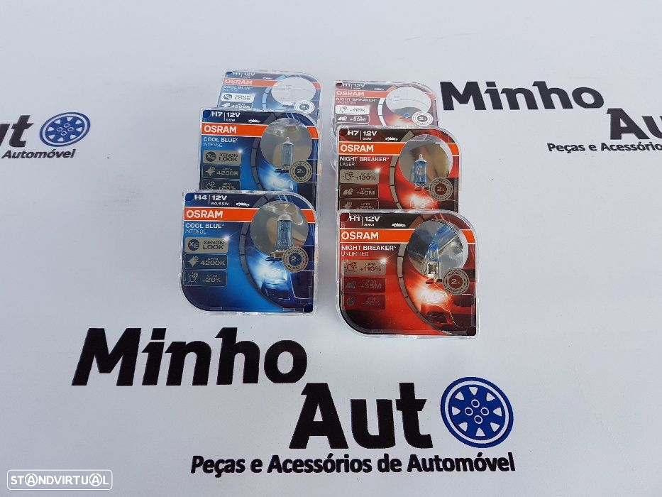 Lâmpadas OSRAM H1 / H4 / H7 com luz 100% branca - 3
