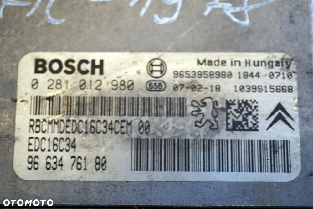 ZESTAW STARTOWY ODPALENIA C4 PICASSO I 1.6 HDI 9663476180 CITROEN 2006-2010 - 3