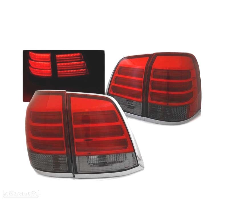 FAROLINS TRASEIROS LED PARA TOYOTA LAND CRUISER FJ200 07-15 RED SMOKED VERMELHO FUMADO ESCURECIDO - 1