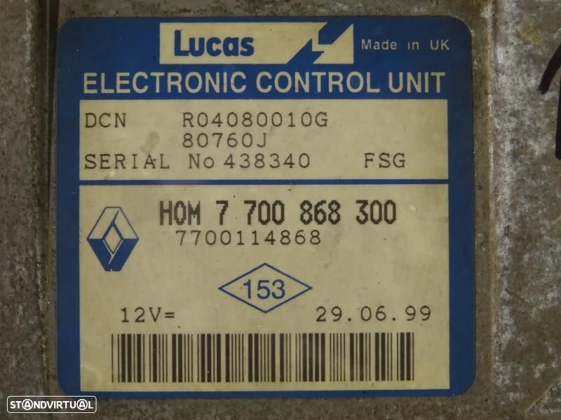 Centralina De Motor Renault Kangoo (Kc0/1_)  7 700 868 300 / 770086830 - 2