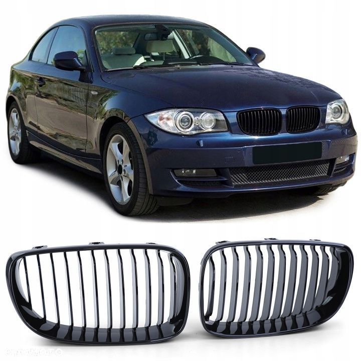 GRILL NERKI ATRAPA BMW E81 E82 E87 E88 CZARNY POŁY - 2