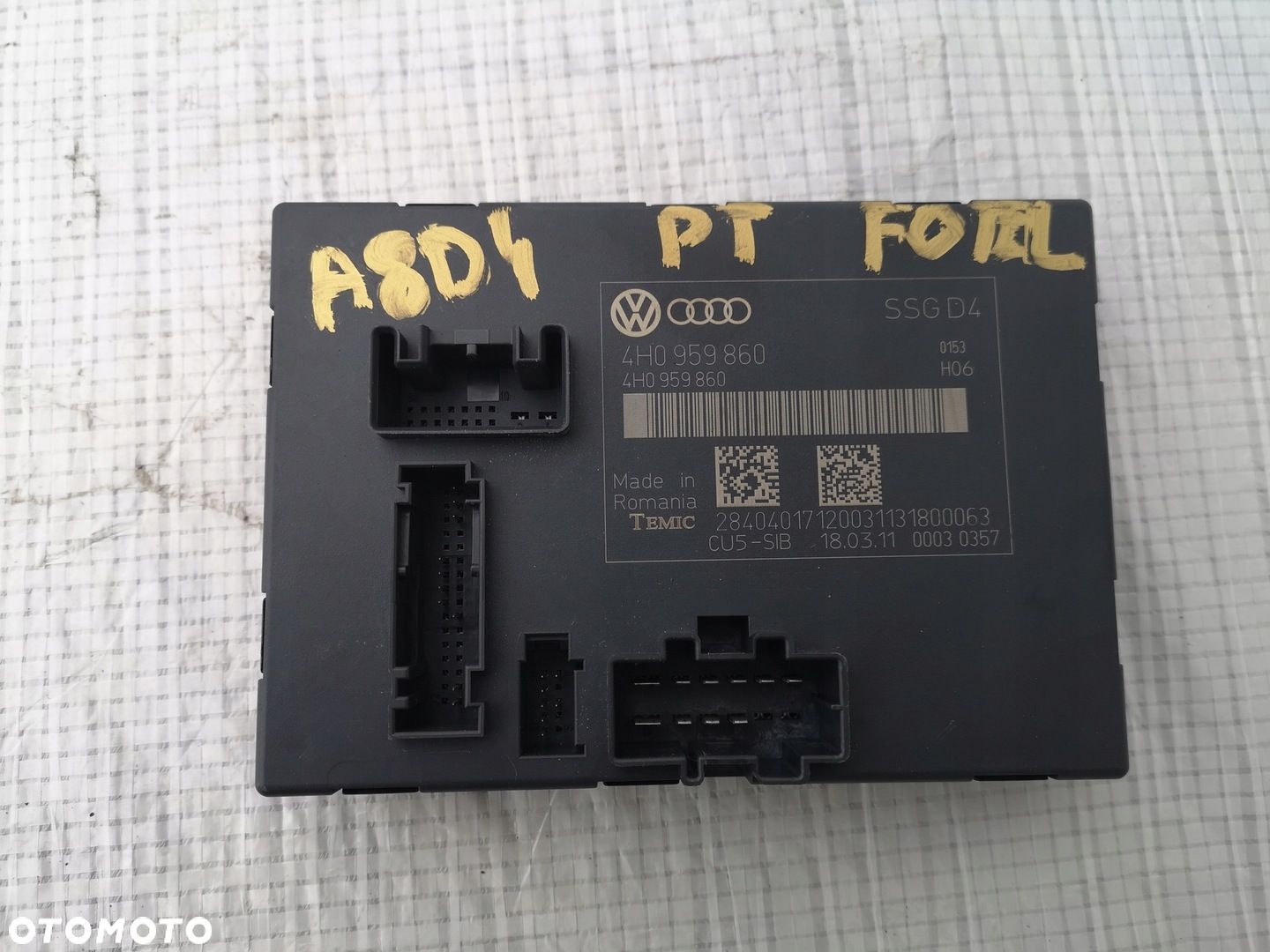 AUDI A8 D4 4H0 MODUŁ STEROWNIK FOTELA TYŁ PRAWY 4H0959860 - 1