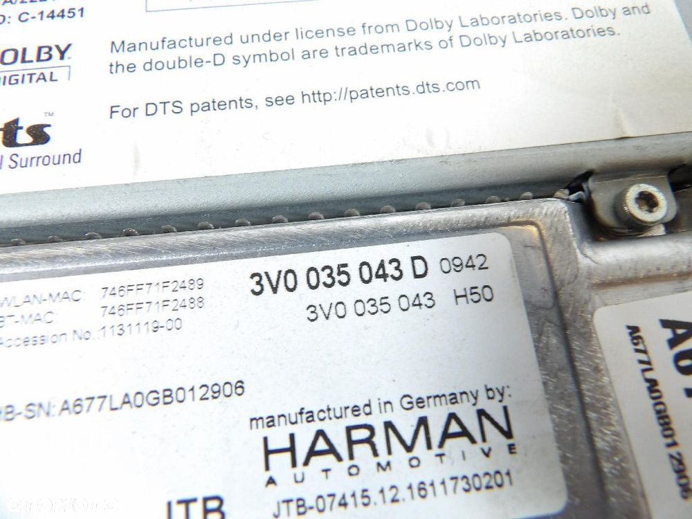 SKODA OCTAVIA III 3 CZYTNIK NAWIGACJI 3V0035043D - 4