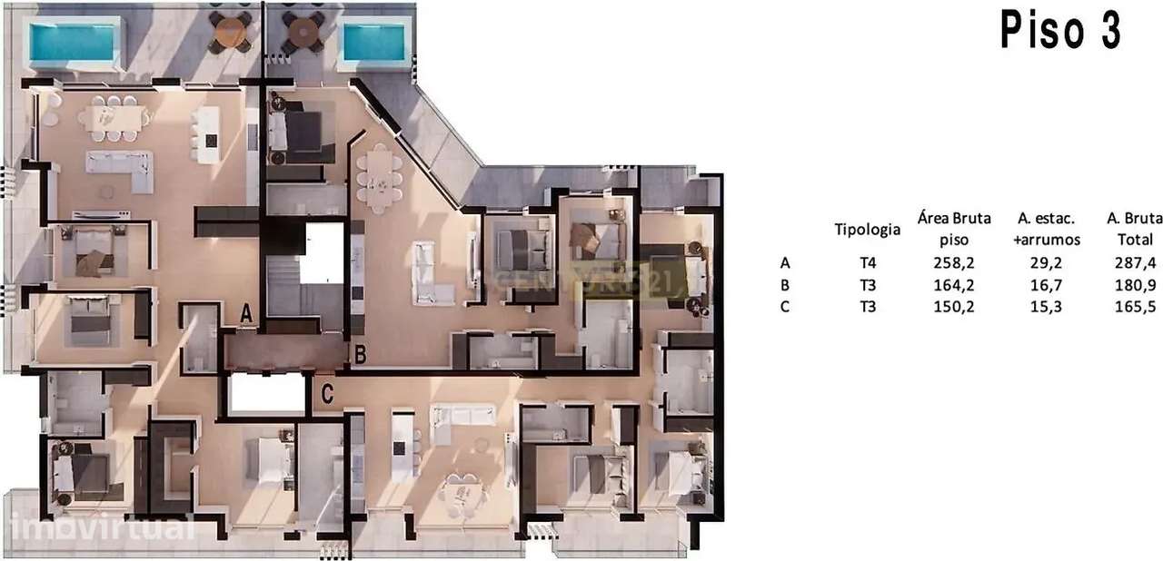 Penthouse T4 de luxo no novo Empreendimento ICONIC CAPARICA - Costa de - Grande imagem: 2/6