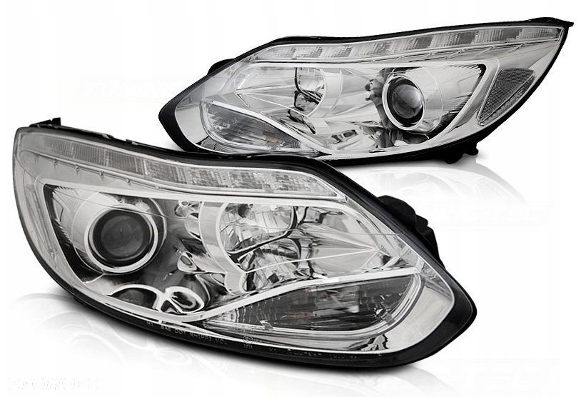 Reflektor Lampa kpl Diody Soczewka Clear Chrom Ford Focus III 3 mk3 2010-14 - 1