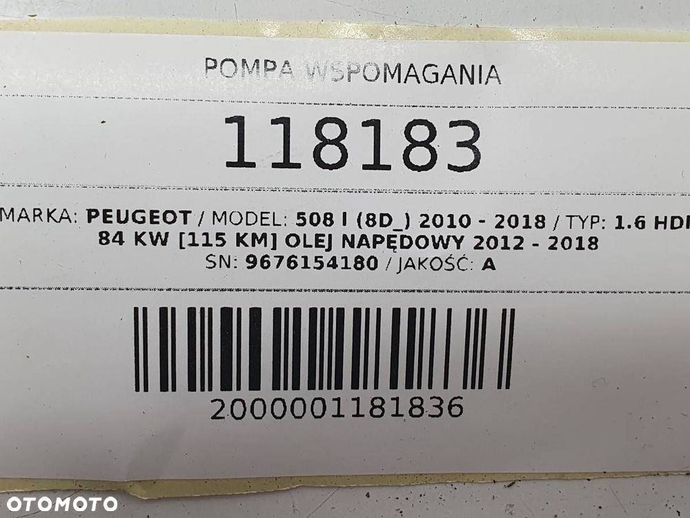 POMPA WSPOMAGANIA PEUGEOT 308 I 1.6 HDI 9676154180 A5101675 - 9