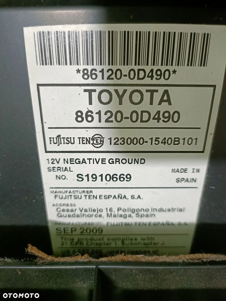TOYOTA YARIS II 05-11 r. radio radioodtwarzacz radioodbiornik kratki nawiewu środkowe 86120-0D490 * - 3