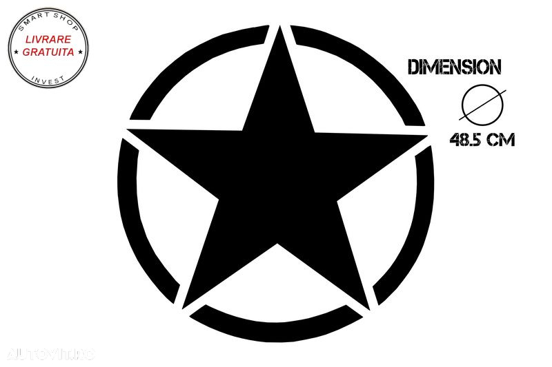 Sticker Stea Negru Universal Jeep, SUV, Camioane sau alte Autoturisme- livrare gratuita - 3