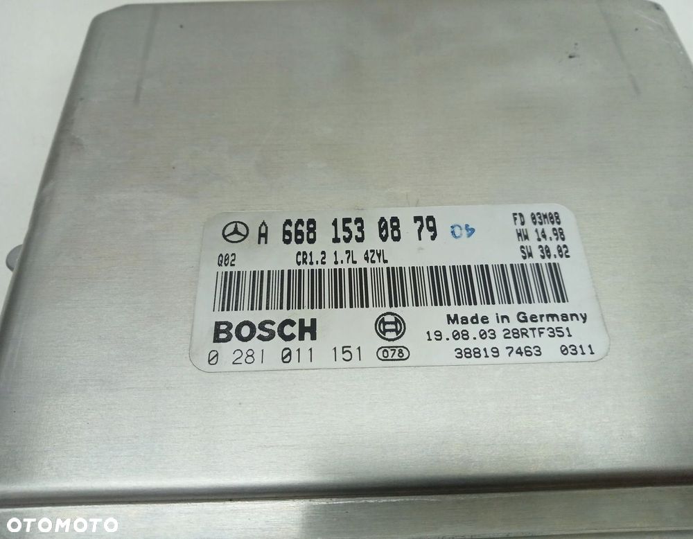 KOMPUTER SILNIKA STEROWNIK MERCEDES W168 1.7 CDI A6681530879 0281011151 - 3
