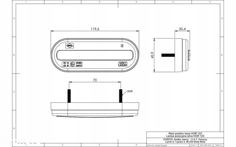 lampa obrysowa pozycyjna led z odblaskiem czerwona neon - 3