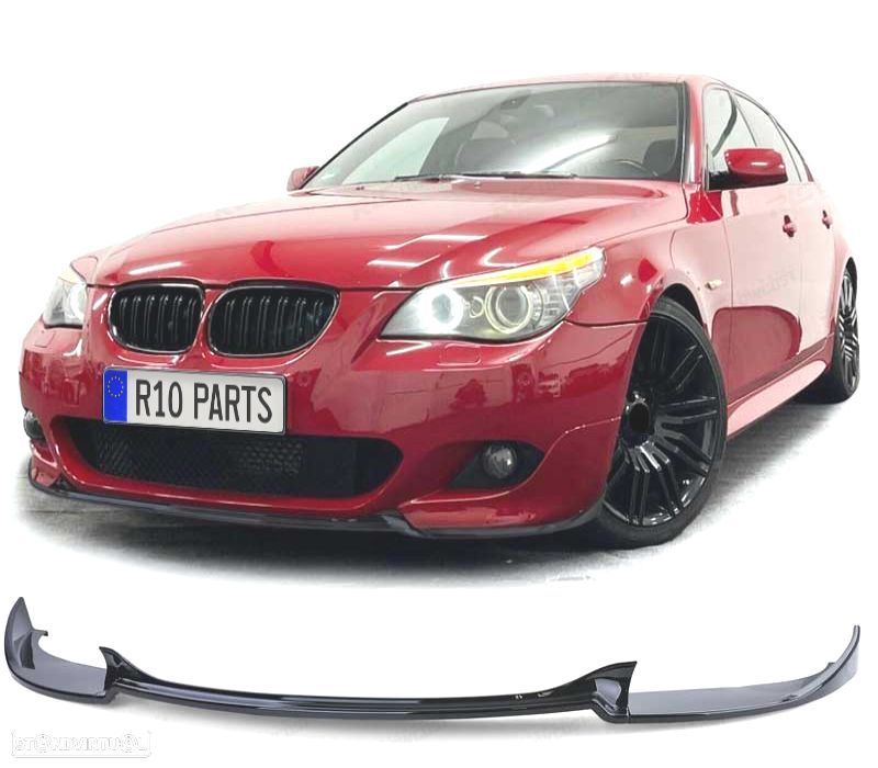 SPOILER LIP BMW E60 E61 07-10 LOOK M5 PRETO BRILHANTE - 1