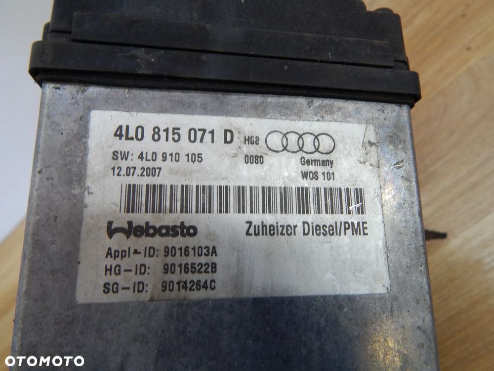 Webasto ogrzewanie postojowe grzałka AUDI Q7 4L a6 A8 D3 Touareg 03-15  Łuków części - 3