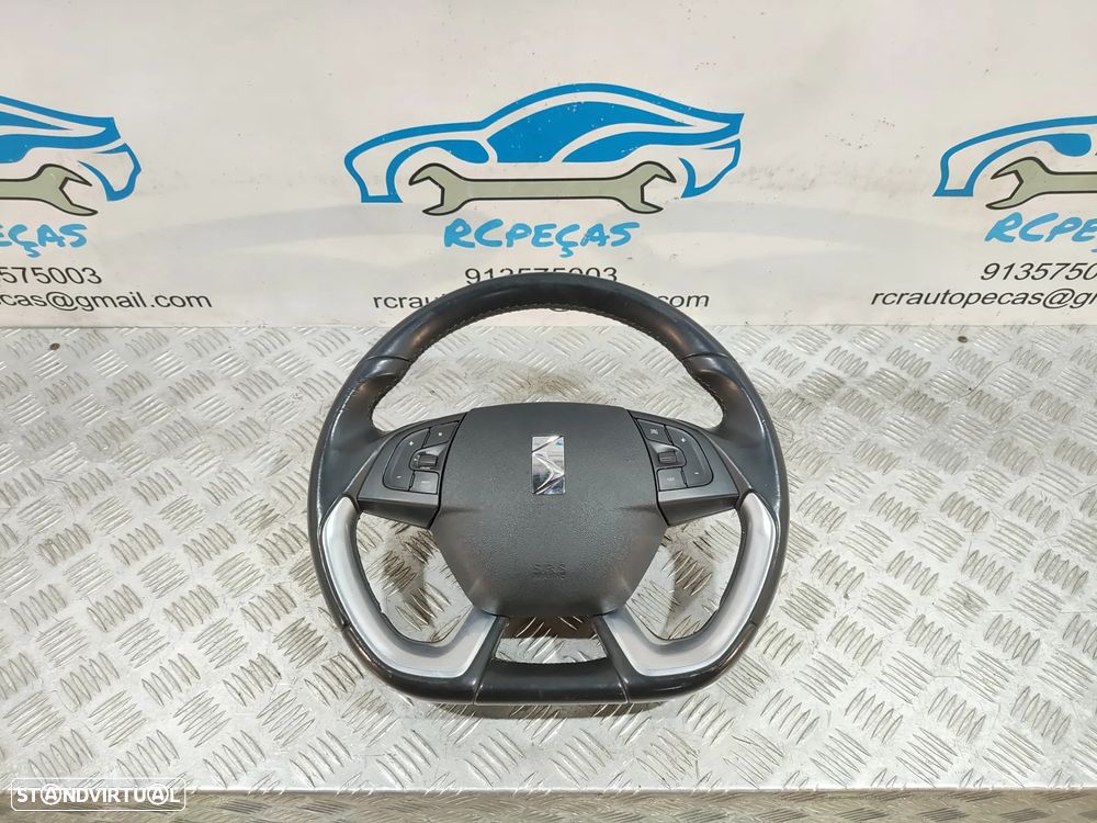 VOLANTE GUIADOR FLAT COMPLETO ORIGINAL CITROEN DS5 DS 5 98002842ZD COMANDOS MULTIFUNÇÕES PELE AIRBAG - 1