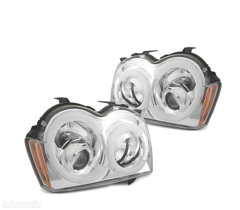 FARÓIS OPTICAS JEEP GRAND CHEROKEE 05-08 LUZ DIURNA LED CROMADO - 1