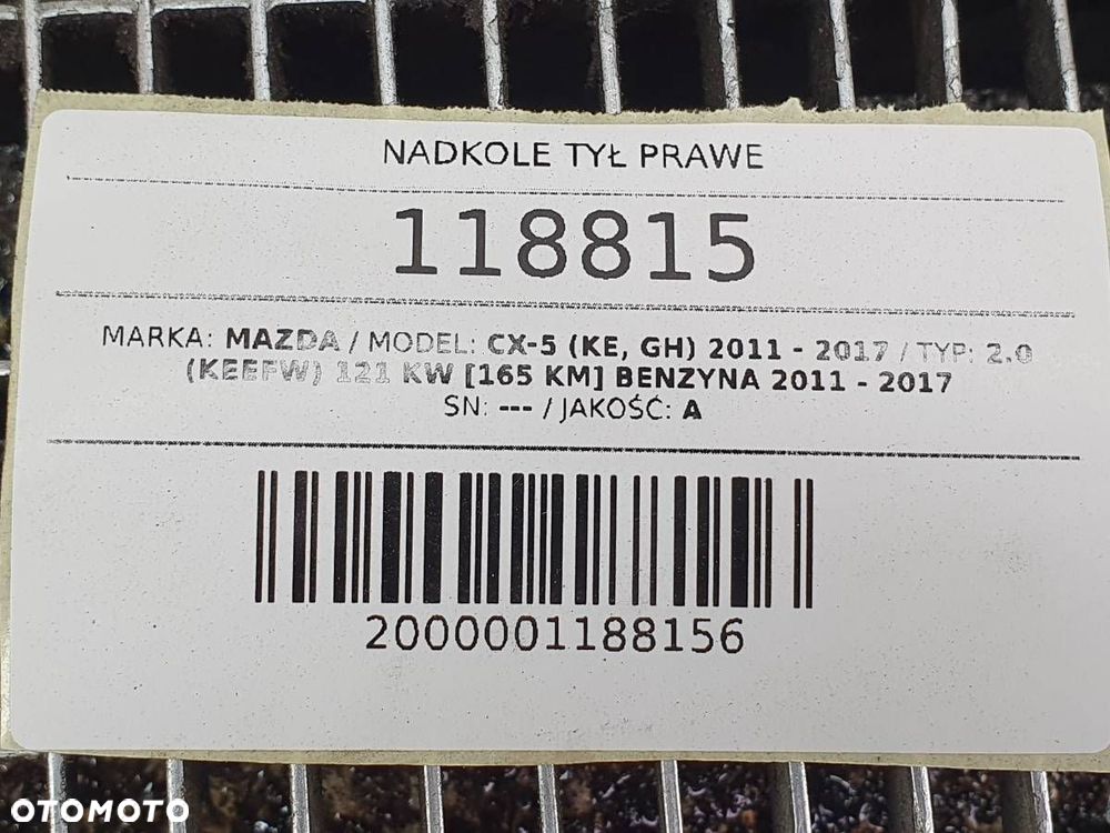 NADKOLE TYŁ TYLNE PRAWE MAZDA CX-5 I 2016 - 6